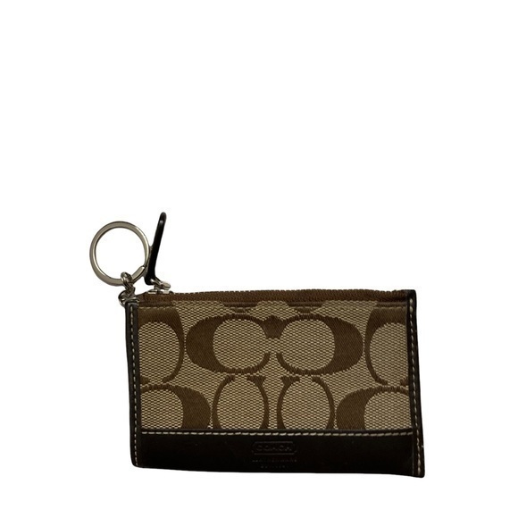 Coach brown signature c mini coin wallet key ring - Picture 1 of 6